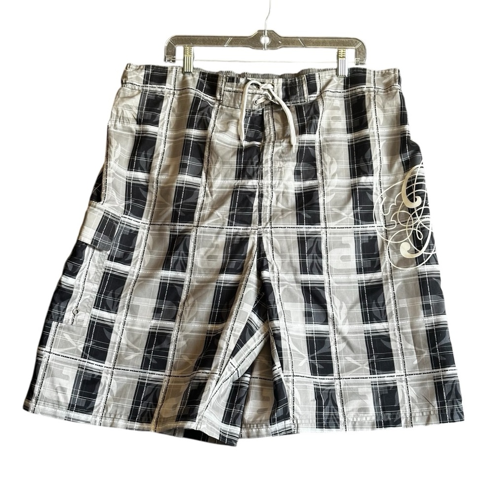 Phat Farm Black and White Board Shorts Quick-Dry Swimwear